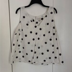 a new day White Tank Top with Black Dots